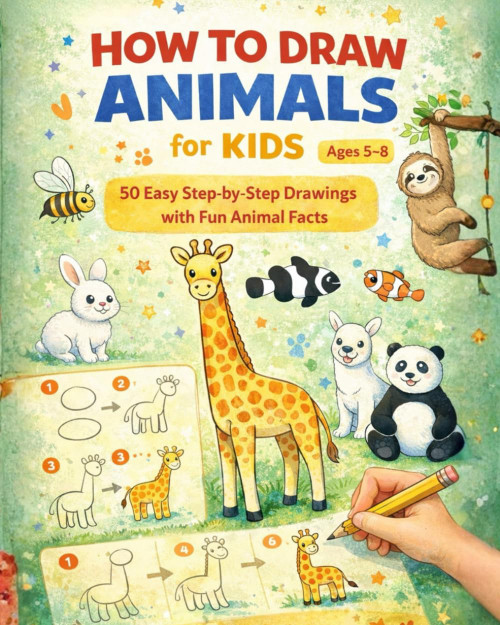 How to Draw Animals for Kids: 50 Easy Step-by-Step Drawings with Fun