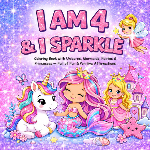 I am 4 and I Sparkle: Coloring Book With Unicorns