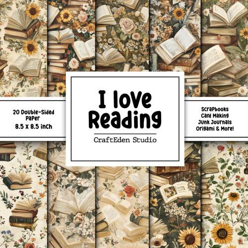 I love Reading Scrapbook Paper: Decorative double sided craft paper book