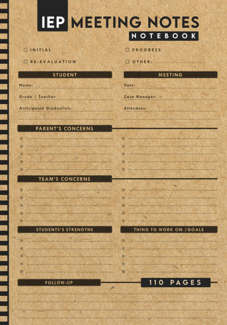 IEP Meeting Notes Notebook: IEP Notes Sheet for Special Education Teacher