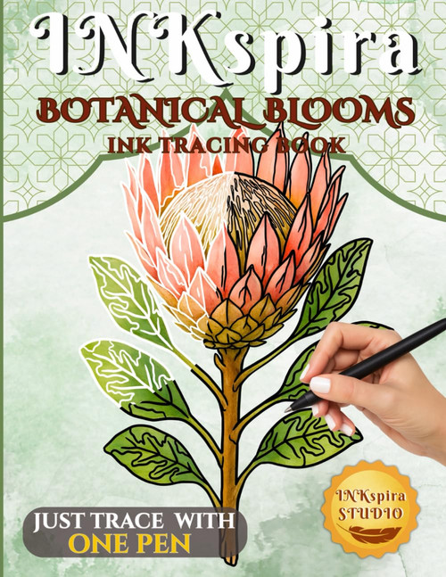 INKspira: Botanical Blooms Ink Tracing Book: Relaxing Watercolor-Inspired