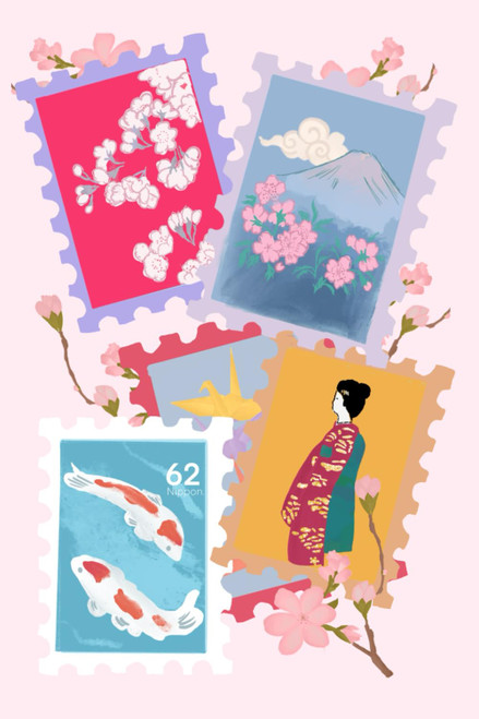 Japan Stamp Book: Minimalist Japan Mailing Stamps Design - Eki Stamp Book