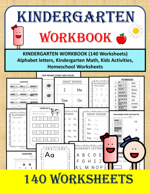 KINDERGARTEN WORKBOOK (140 Worksheets) - Alphabet letters