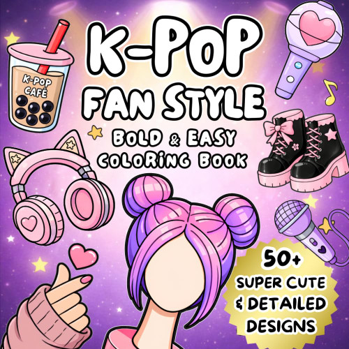 K-Pop Fan Style Coloring Book: Bold and Easy Coloring for Teens and K-Pop