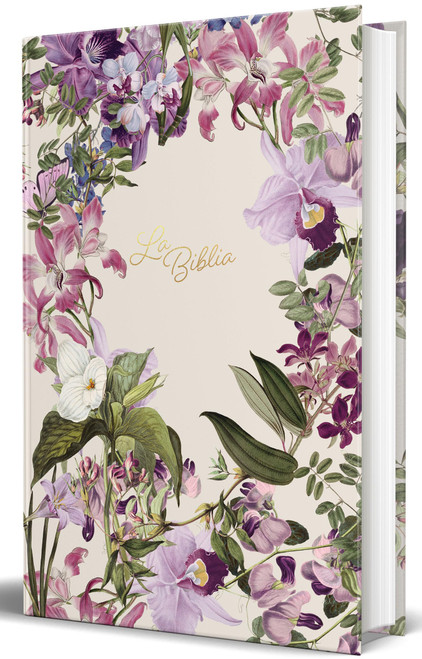 La Biblia Católica: Edición letra grande. Tapa dura, morada con flores