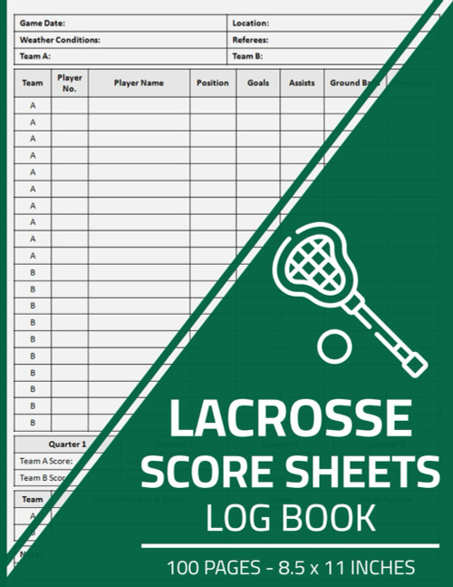 Lacrosse Score Sheets Log Book: Lacrosse Scoring Logbook