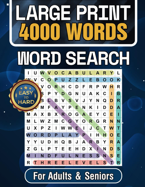 Large Print Word Search Puzzle Book For Adults and Seniors - 4000 Words