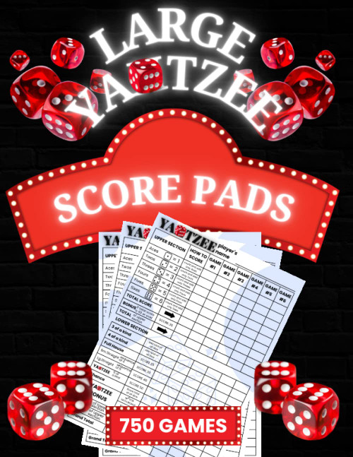 Large Yatzee Score Pads: 125 Large Print Score Sheets with Size 8.5 x 11