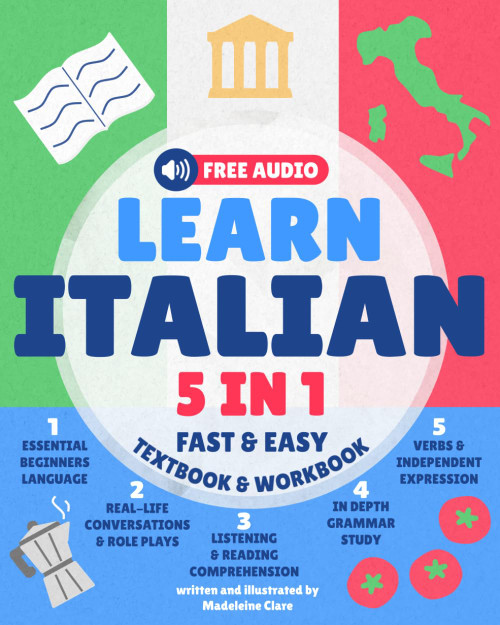 Learn Italian for Adults 5-in-1 Textbook & Workbook
