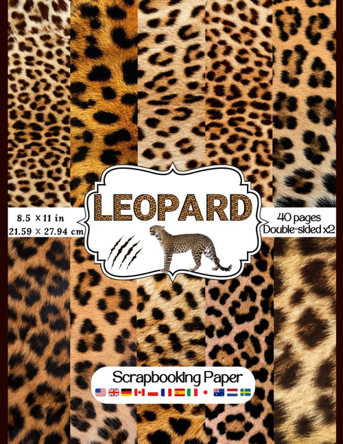 Leopard Scrapbook Paper: Collection of double sided Leopard animal skin