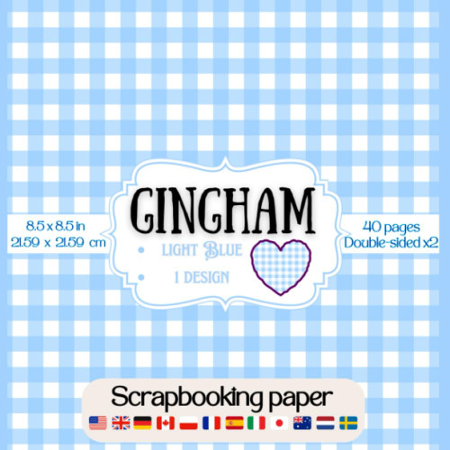 Light Blue Gingham Scrapbook Paper