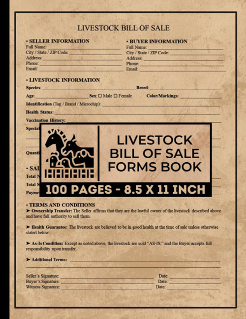 Livestock Bill of Sale Forms Book