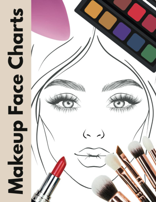 Makeup Face Charts: 100 Single-sided Template Pages Featuring Open and