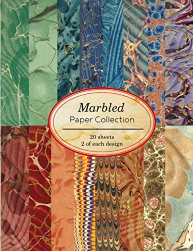 Marbled Paper Collection: 20 sheets of vintage marbled papers for