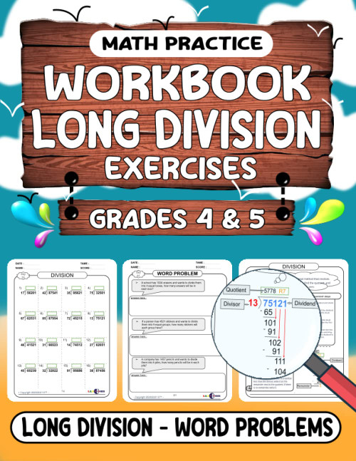 Math practice Workbook Grades 4 & 5 long Division Exercises