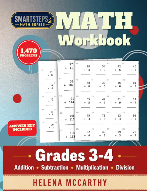 Math Workbook Grades 3-4 Addition, Subtraction, Multiplication and