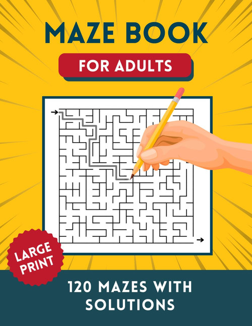 Maze Book for Adults Large Print with Solutions