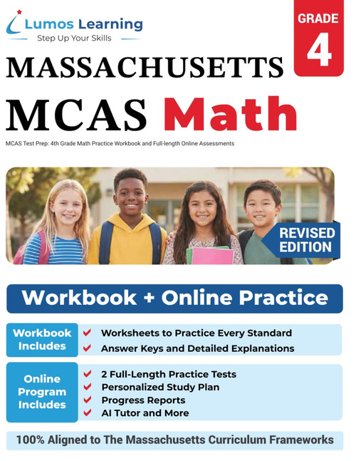 MCAS Test Prep: 4th Grade Math Practice Workbook and Full-length Online