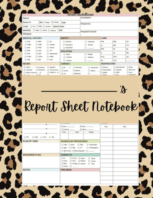 Med Surg Nursing Report Sheet | ICU Nurse Brain | Telemetry Nurse Handoff