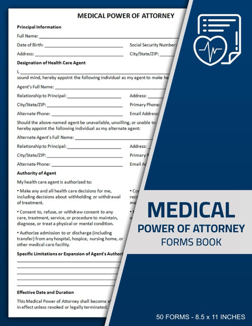 Medical Power of Attorney Forms Book: Health Care Proxy Form | 50 Forms