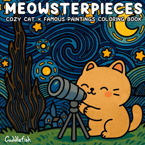 Meowsterpieces: Cute and Comfy Square Whimsical Art Therapy Coloring Book