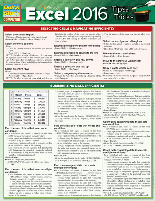 Microsoft Excel 2016 Tips & Tricks (Quick Study Computer)