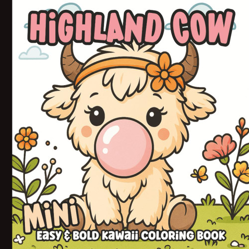 Mini Coloring Book: Kawaii Highland Cows Coloring Pages for Adults