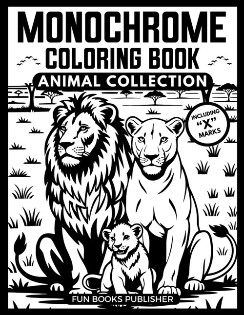Monochrome Coloring Book | One-Color Negative-Space Designs for Adults &