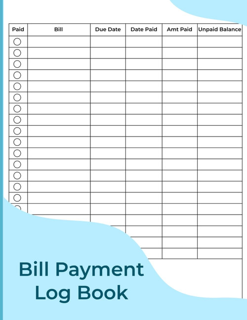 Monthly Bill Payment Log Book for Financial Budgeting