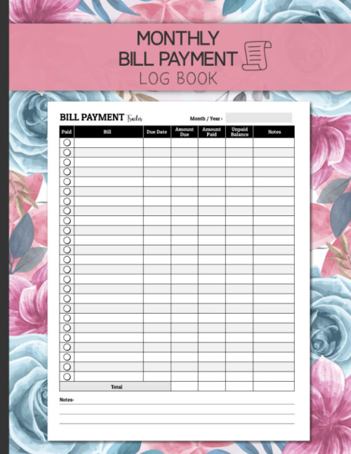 Monthly Bill Payment Log Book: Bill Payment Tracker