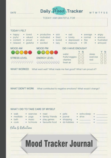 Mood Tracker Journal - Daily Mood Tracker Notebook