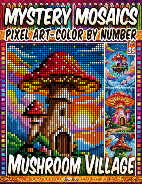 Mushroom Village - Mystery Mosaic Color by Number - Vol. 35