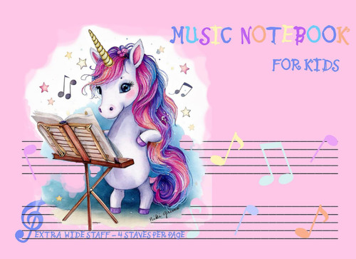 Music Notebook For Kids: Pink Blank Sheet Music Manuscript Notebook