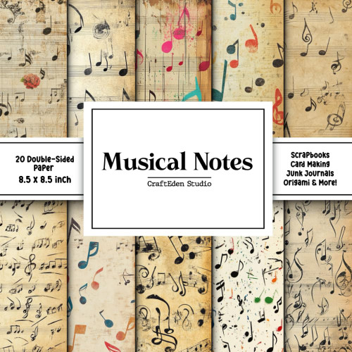 Musical Notes Scrapbook Paper: Decorative Double-Sided Craft Papers For