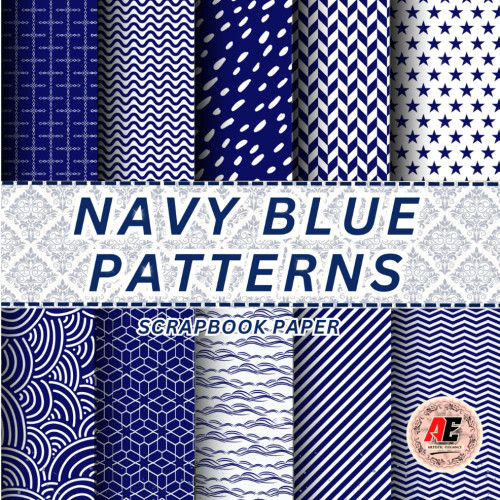 NAVY BLUE PATTERNS SCRAPBOOK PAPER
