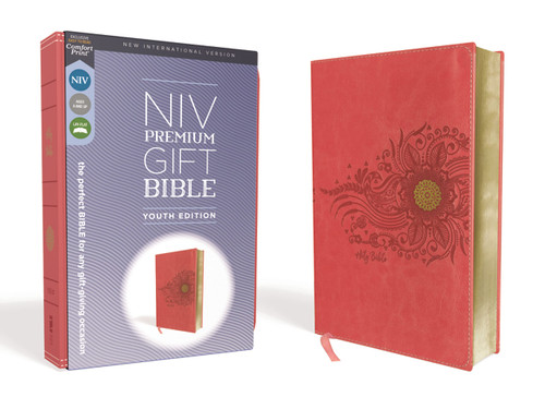 NIV, Premium Gift Bible, Youth Edition, Leathersoft, Coral, Red Letter,