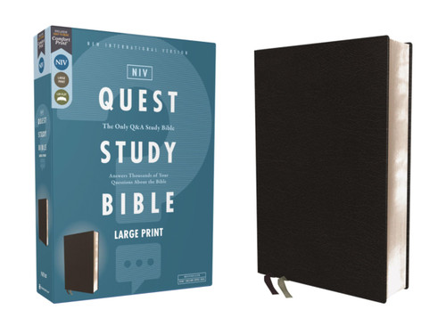NIV, Quest Study Bible, Large Print, Bonded Leather, Black, Comfort Print