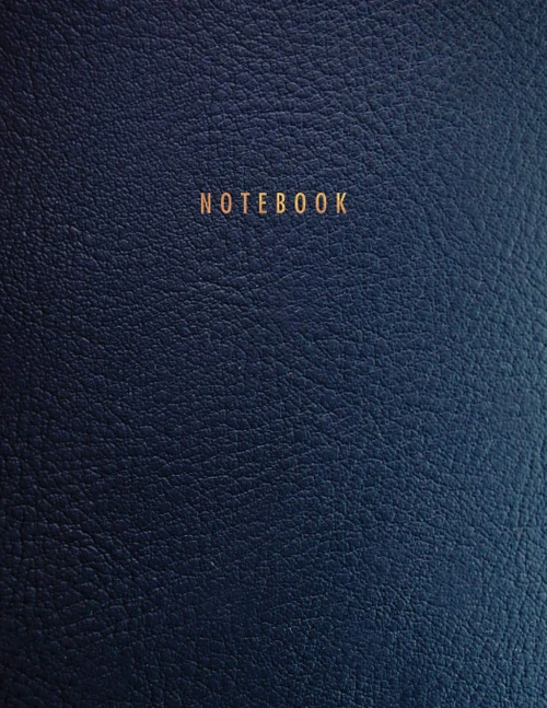 Notebook: Dark Blue Leather Style Softcover Executive Notebook with Gold
