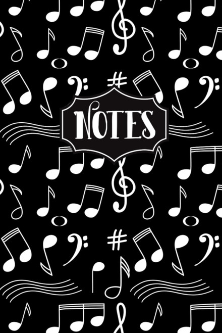 Notes: Music Notes Pattern Black Background 6"X9" 120 Blank Lined Pages