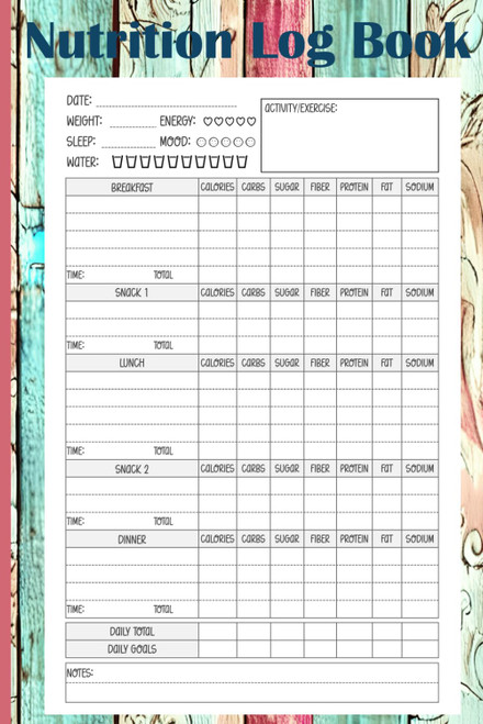 Nutrition Calorie Intake Tracker Log Book