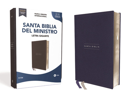 NVI, Biblia del Ministro, Revisión 2022, Letra gigante, Leathersoft, Azul marino, con