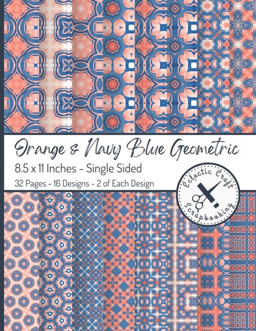 Orange and Navy Blue Scrapbook Paper