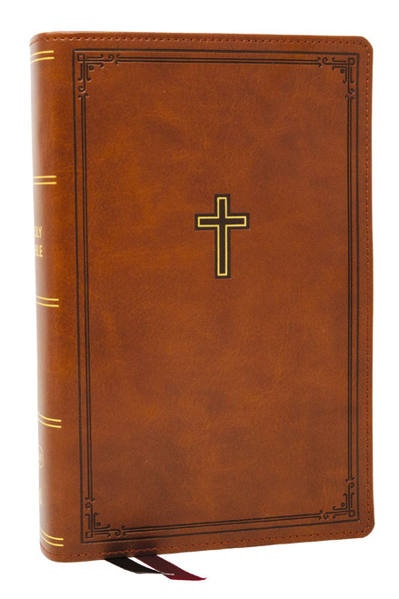 Personal Size Bible – Large Print, Leathersoft, Brown, Red Letter
