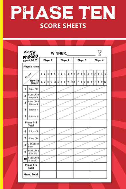 Phase 10 Score Sheets: Large Print Scorekeeping Score Cards for Phase 10