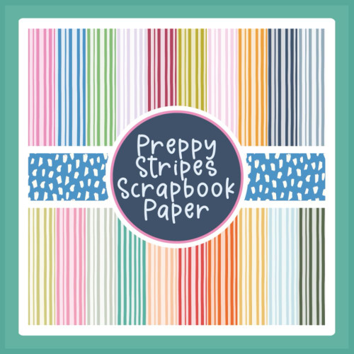 Preppy Stripes Scrapbook Paper: Colorful Boho Summer Striped Craft Paper