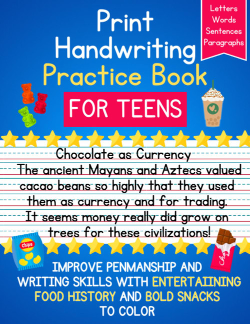 Print Handwriting Practice Book for Teens