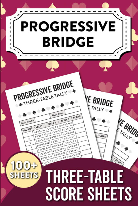 Progressive Bridge Three Table Score Sheets: Track Scores