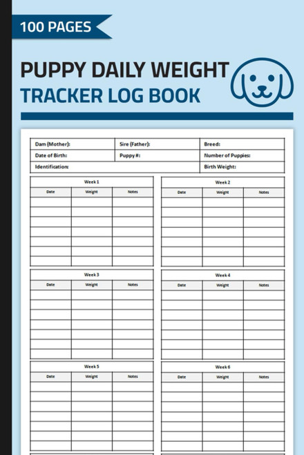 Puppy Daily Weight Tracker Log Book