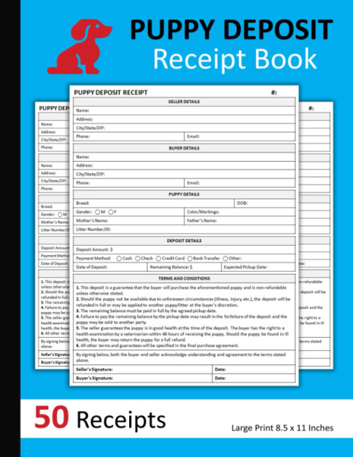 Puppy Deposit Receipt Book: Puppy Deposit Contract