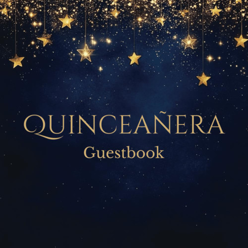 Quinceanera Guest Book Navy Blue and Gold Quince Starry Night Theme